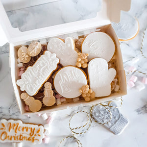 Personalised Christmas Cookie box with Belgian Chocolate figures - Sisi food sculptor